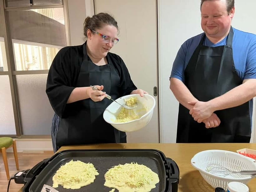 Osaka : Cooking Class Okonomiyaki & Takoyaki course in Nanba - Shaping and cooking takoyaki