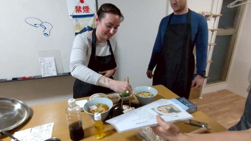 Osaka: Cooking Class Ramen & Gyoza Course in Nanba - Making ramen noodles from flour