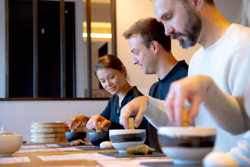 Osaka: Matcha Making Experience with Japanese Sweets - Making your own bowl with a bamboo whisk
