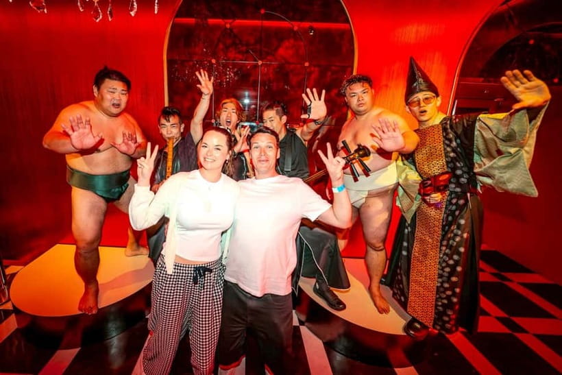 Osaka:SUMO BEATS SHOWCASE: Taiko Drum and Wagyu burger! - The Wagyu burger and vegan choice