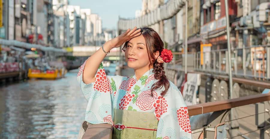 Osaka: Yukata Rental 90mins Plan for Adults - Dotonbori and Namba are the smart use of your time