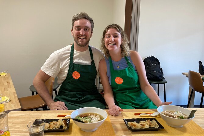 Ramen and Gyoza Cooking Class in Osaka Dotonbori - Sitting down to your own early dinner